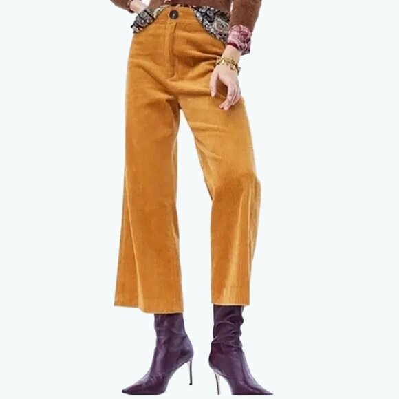 Perfect Fall Pants ZARA Golden Yellow Corduroy Crop (Super Soft!) - Picture 3 of 13